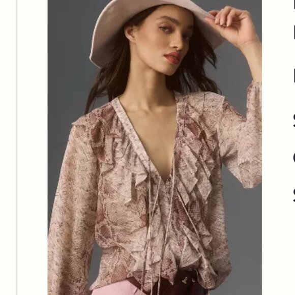 Brand New By Anthropologie Long-Sleeve Ruffled Blouse - Picture 3 of 7